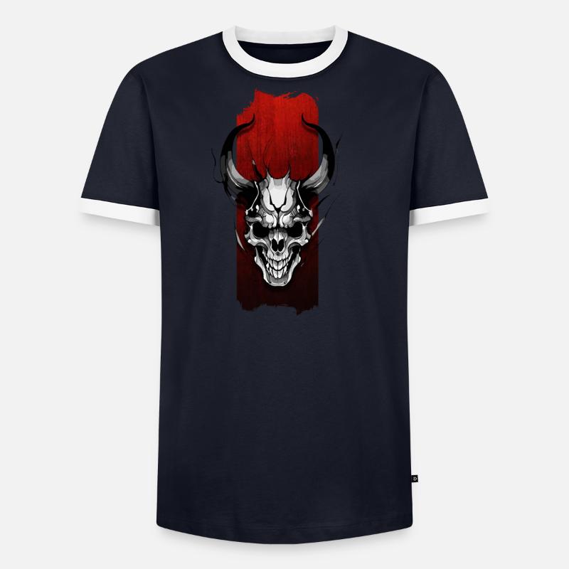 Veillée éternelle : Crâne cornu T-shirt contrasté Homme