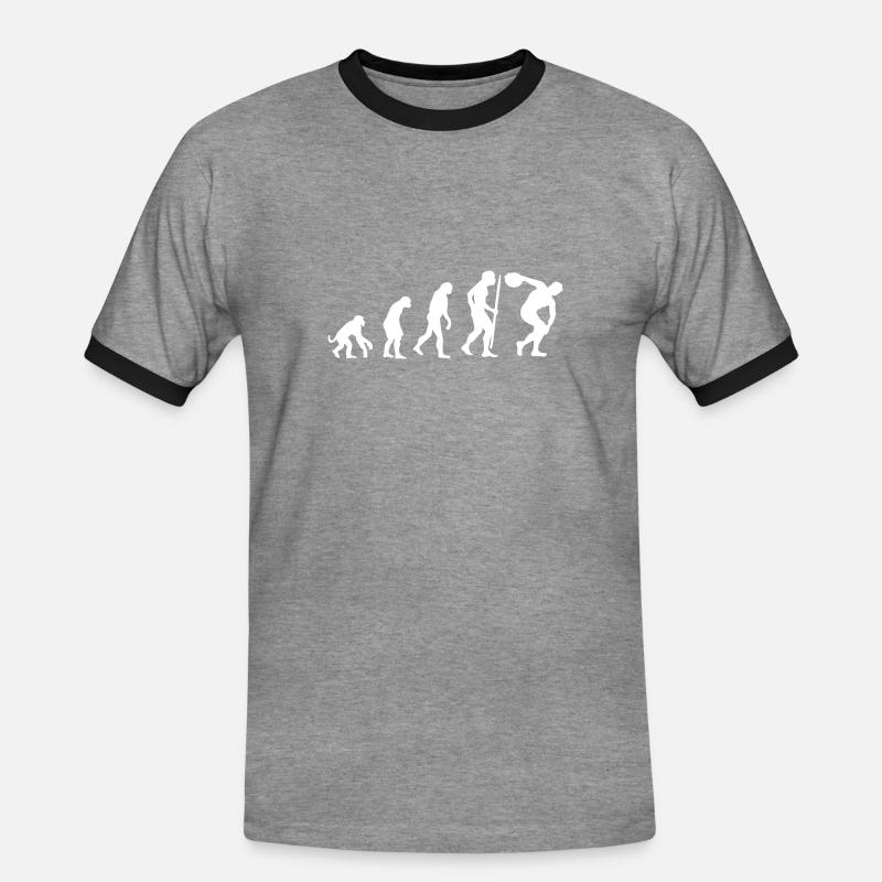 Evolution Diskuswurf Athlet Diskuswerfer - Männer Kontrast-T-Shirt - Grau meliert/Schwarz