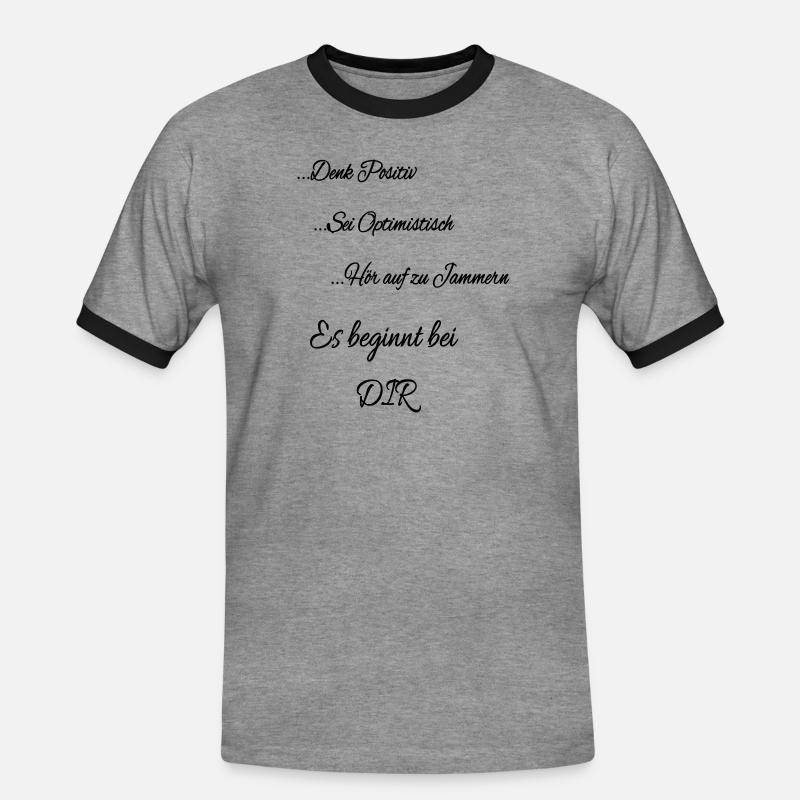 Es beginnt bei DIR - Männer Kontrast-T-Shirt - Grau meliert/Schwarz