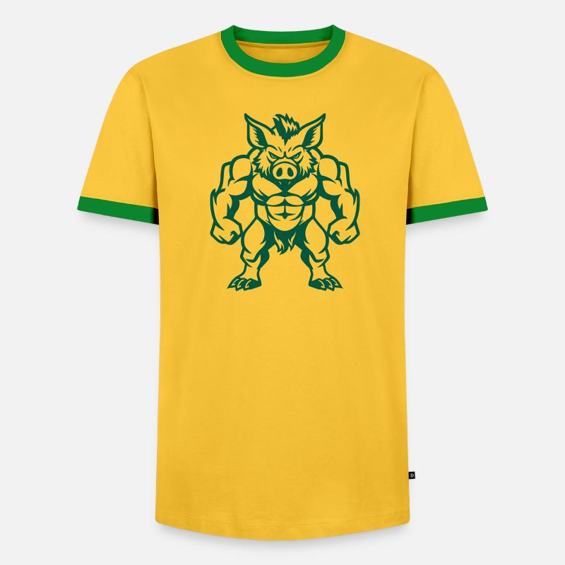 Wildschwein Comic - Männer Kontrast-T-Shirt - undefined