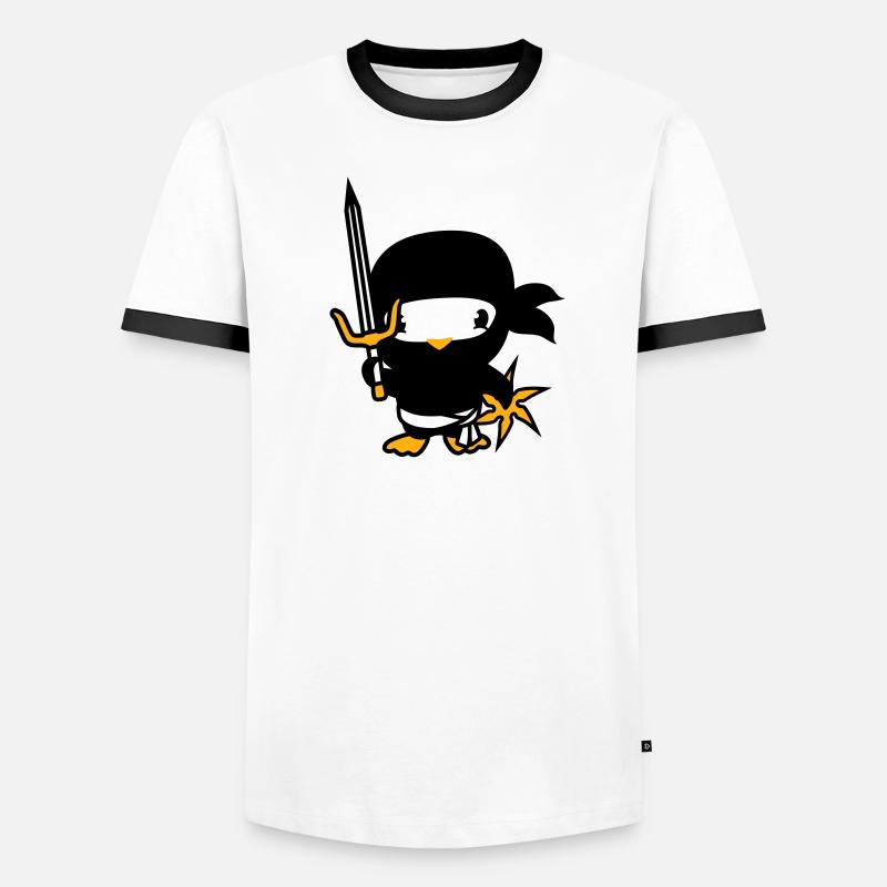 Oiseau Ninja Combattant Assassin Épée Ninja Star T-shirt contrasté Homme