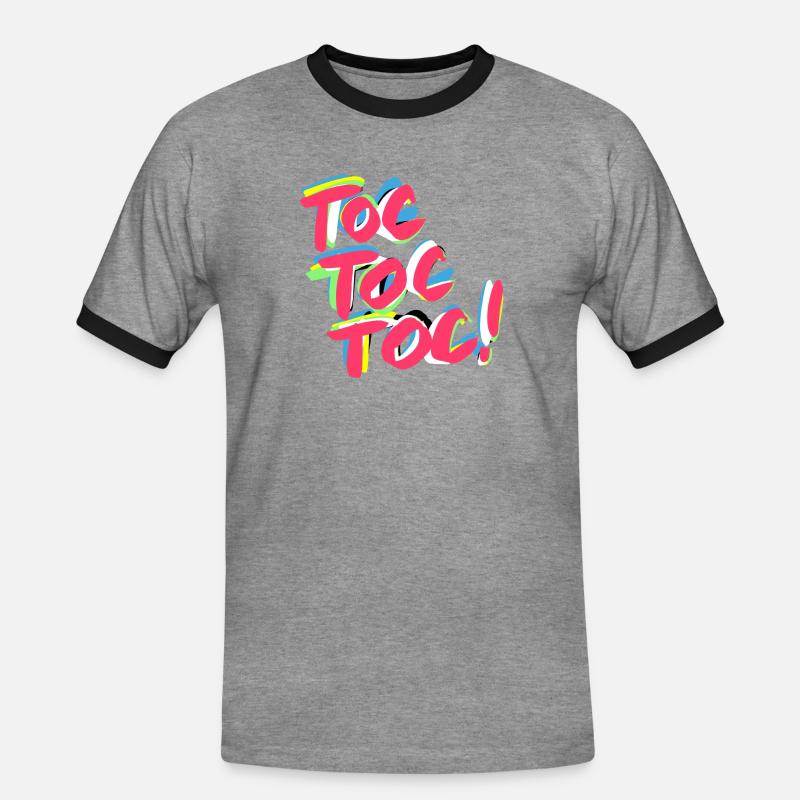 Toc toc toc! - Männer Kontrast-T-Shirt - Grau meliert/Schwarz