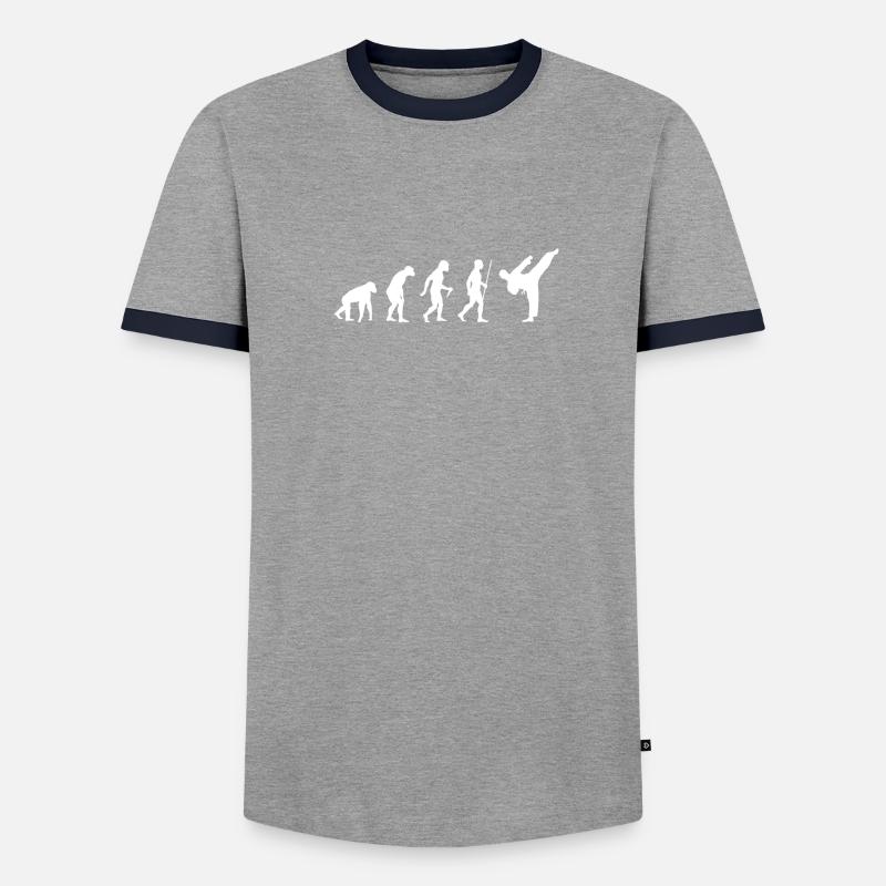 2563 Evolution Karate - Männer Kontrast-T-Shirt - Grau meliert/Schwarz