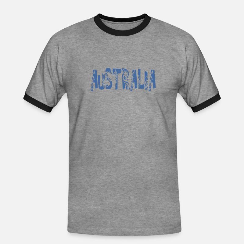 AUSTRALIA - Männer Kontrast-T-Shirt - Grau meliert/Schwarz