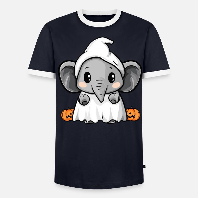 Elephant Halloween Comic Ghost - Men's Ringer Shirt - undefined
