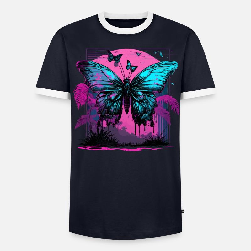 Transformation nostalgique du papillon T-shirt contrasté Homme