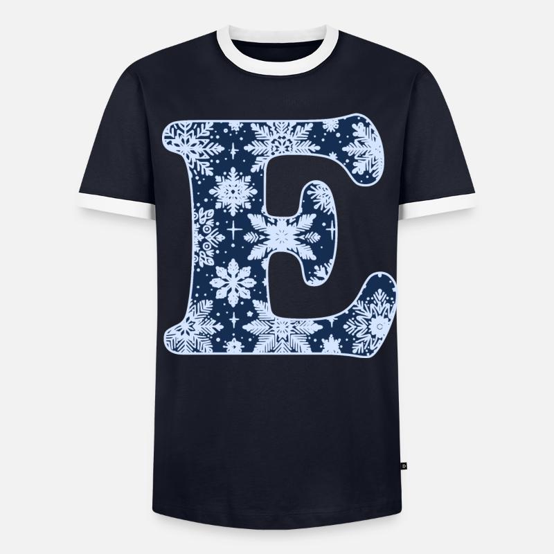 Lettre E Flocons de neige T-shirt contrasté Homme