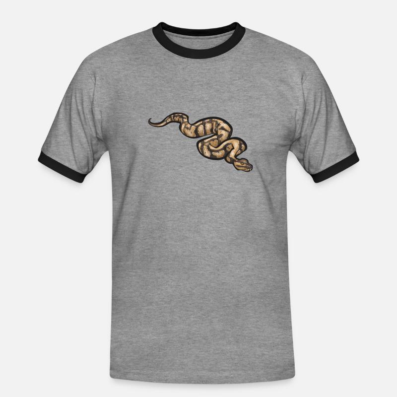 Ball Python Schlange Königspython - Männer Kontrast-T-Shirt - Grau meliert/Schwarz