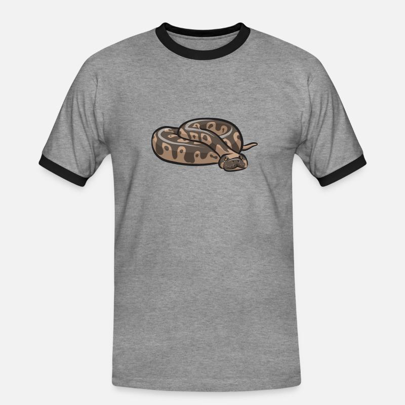 Ball Python Schlange Königspython - Männer Kontrast-T-Shirt - Grau meliert/Schwarz