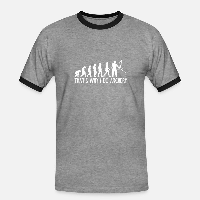 Bogenschießen Evolution - Männer Kontrast-T-Shirt - Grau meliert/Schwarz