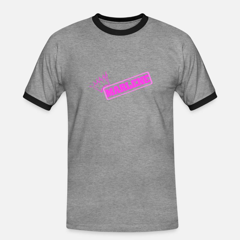 Marlene - Männer Kontrast-T-Shirt - Grau meliert/Schwarz