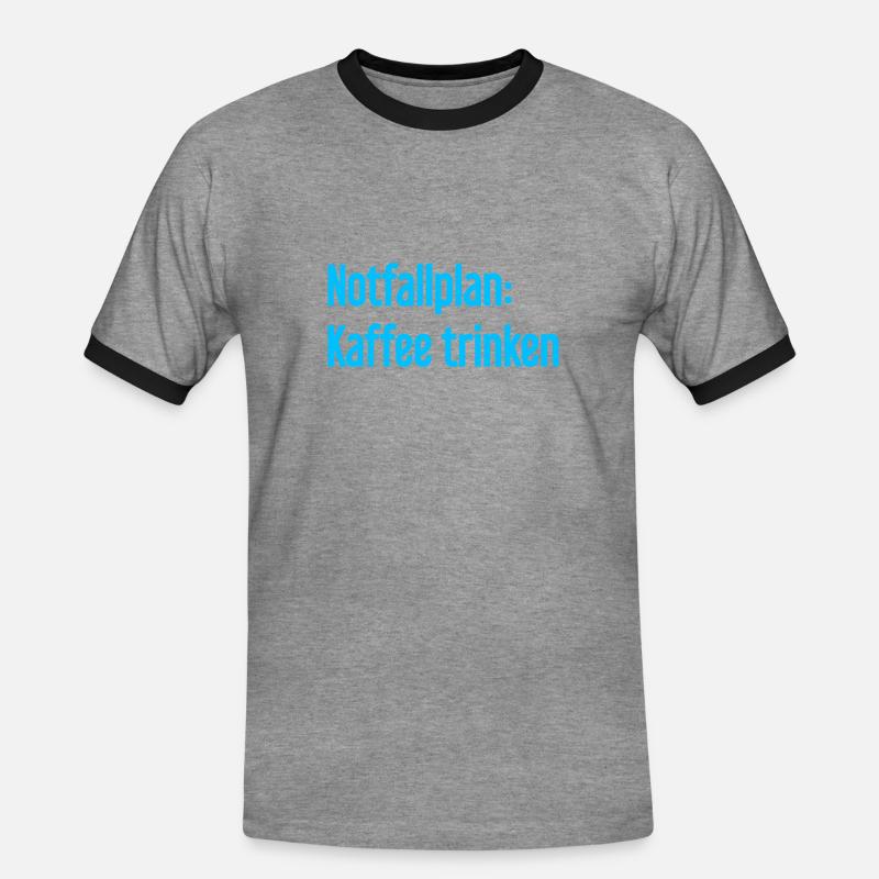 Kaffee-Notfallplan - Männer Kontrast-T-Shirt - Grau meliert/Schwarz