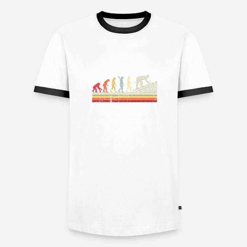 Couvreur Human Evolution Retro Vintage Construction T-shirt contrasté Homme