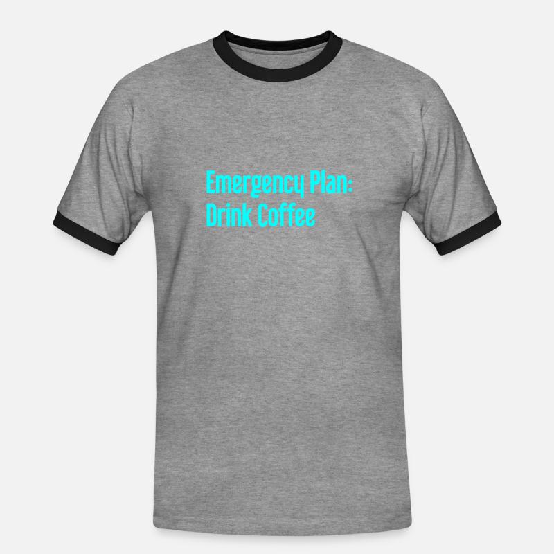 Kaffee-Notfallplan - Männer Kontrast-T-Shirt - Grau meliert/Schwarz