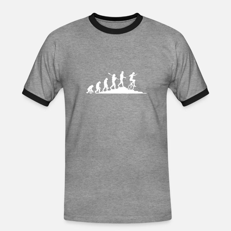 Evolution Einradfahrer - Männer Kontrast-T-Shirt - Grau meliert/Schwarz