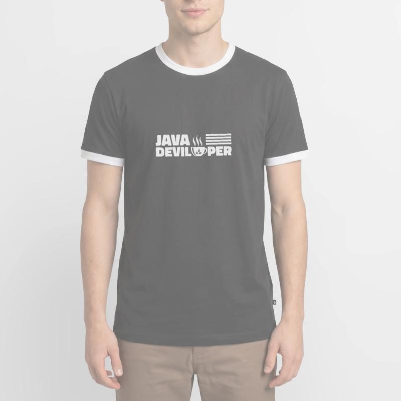 Java Developer with Coffee Männer Kontrast-T-Shirt