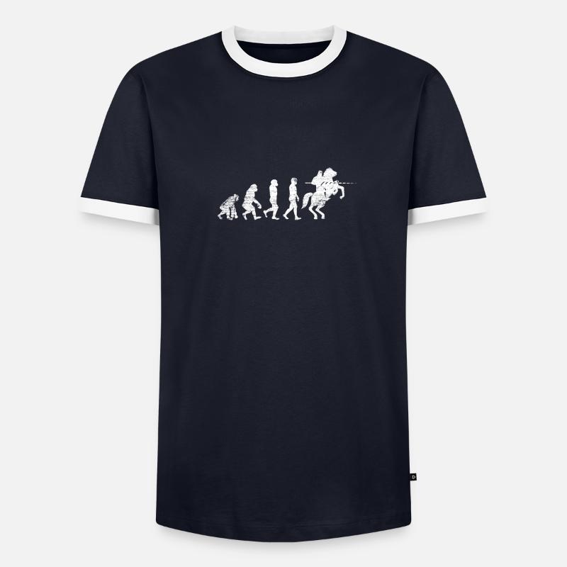 Evolution Cheval Cheval Cavalier Cadeau Templier T-shirt contrasté Homme
