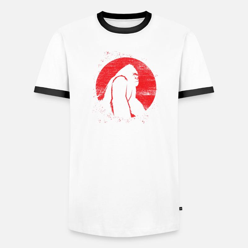 Monkey Gorilla Moon Primate Animal Gift Men's Ringer Shirt