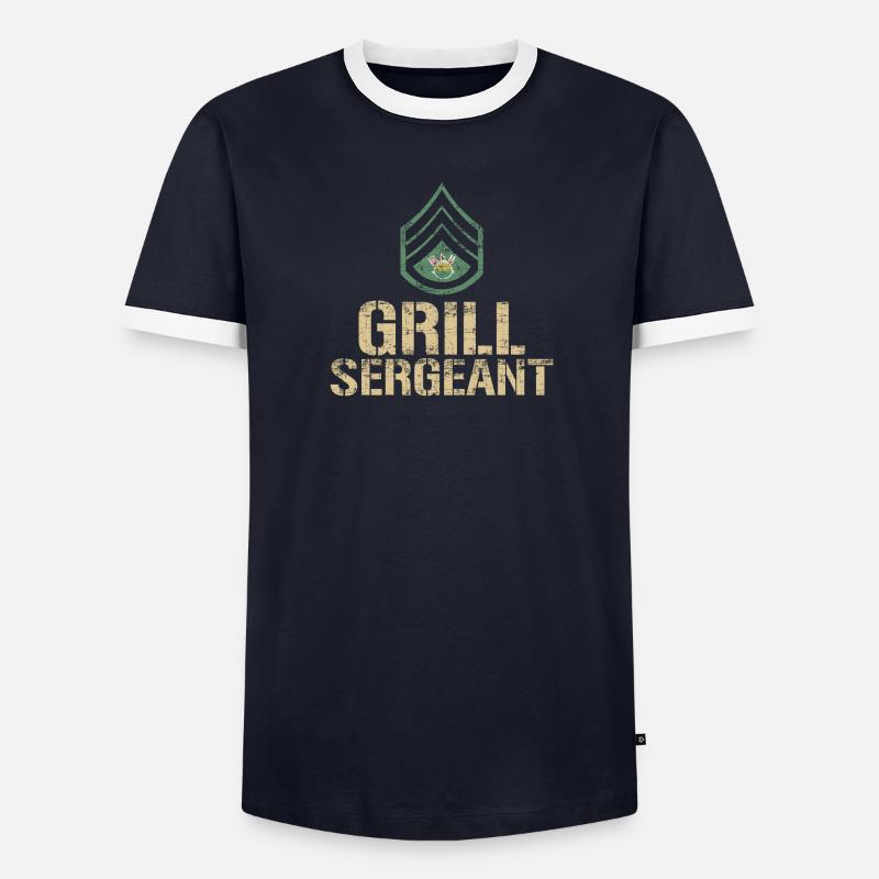 Funny Grill Sergeant Grill Barbecue T-shirt contrasté Homme
