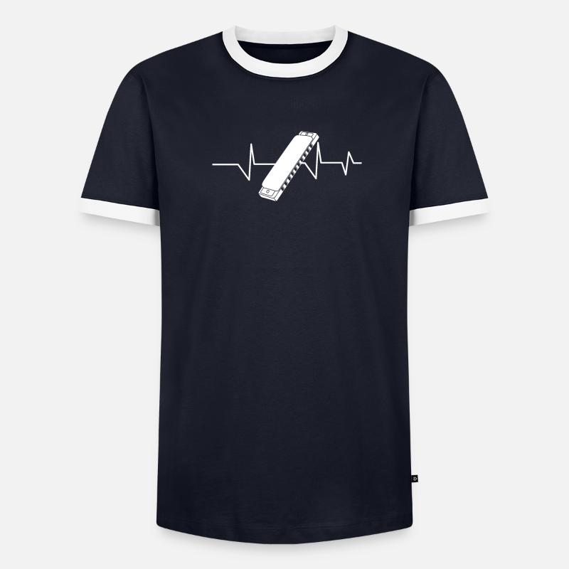 Harmonica - harmonica player - heartbeat - Men's Ringer Shirt - undefined
