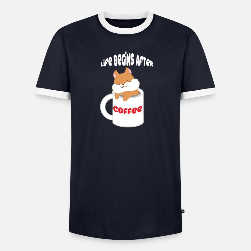 Eichhörnchen - Kaffee - Eichkätzchen - Geschenk - Männer Kontrast-T-Shirt - undefined