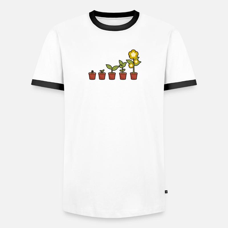 Evolution einer Blumen im Topf blühend Männer Kontrast-T-Shirt