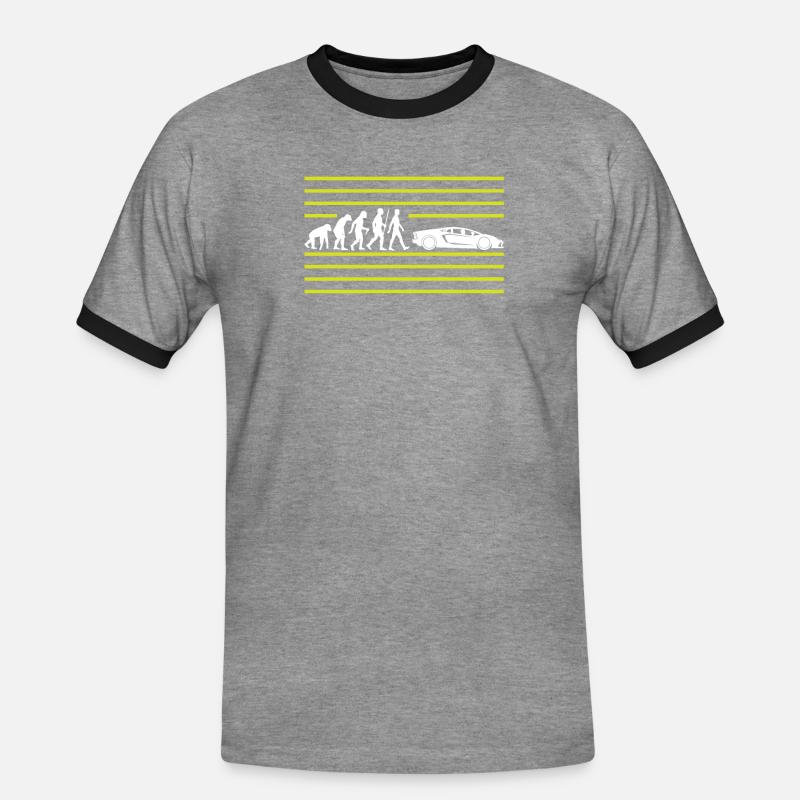 EVOLUTION VOM AFFE ZUM AUTO - Männer Kontrast-T-Shirt - Grau meliert/Schwarz
