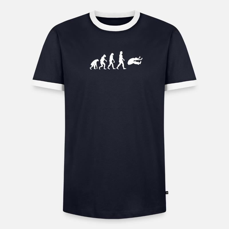 Weitsprung Evolution Männer Kontrast-T-Shirt