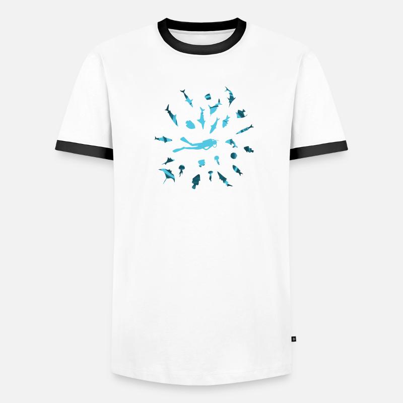 Tauchen mit Fish Männer Kontrast-T-Shirt