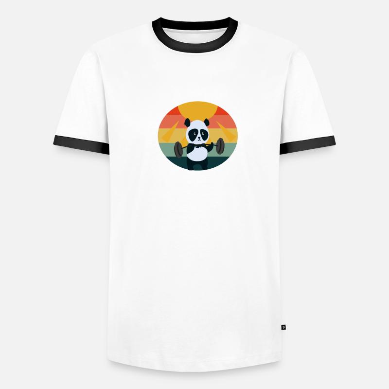 Levée de poids Panda Sunset T-shirt contrasté Homme