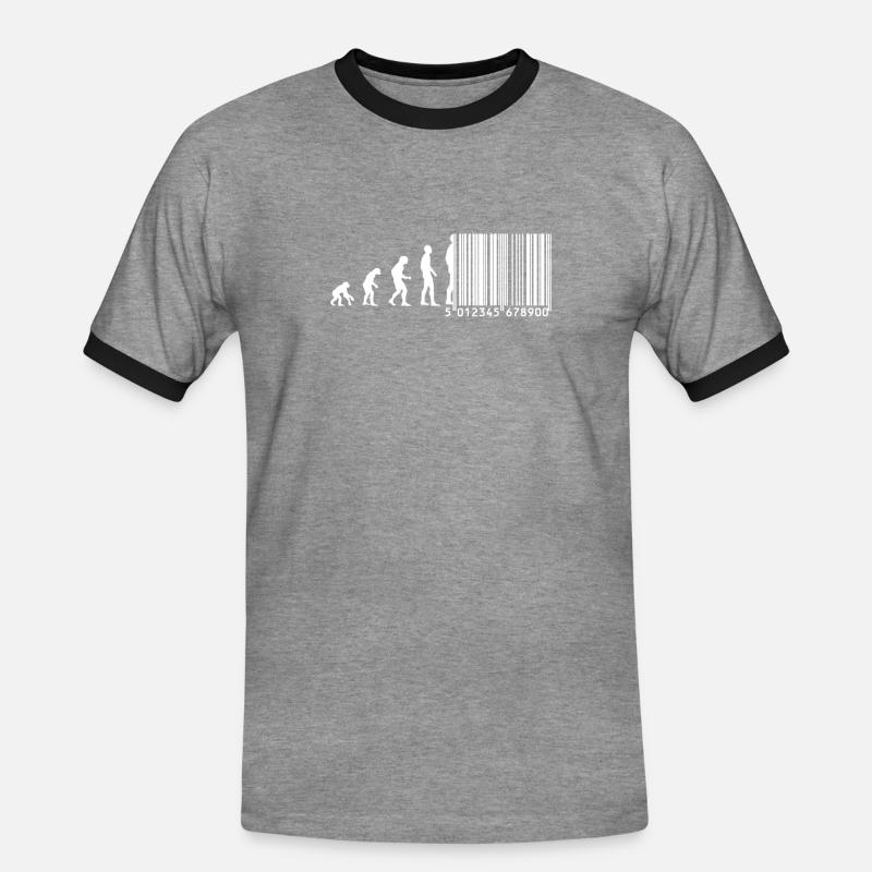 Evolution barcode - Men's Ringer Shirt - heather grey/black