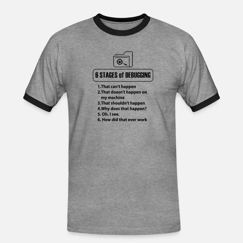 Cadeaux Programmeur Nerd Bug Developer - T-shirt contrasté Homme - gris chiné/noir