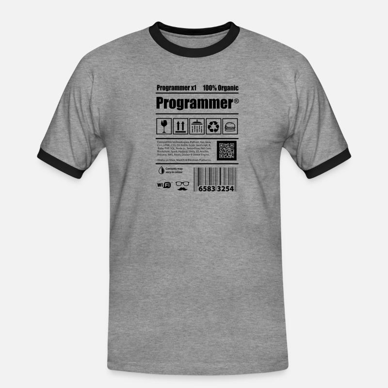 Coder Programmierer Koffein Entwickler Geschenk - Männer Kontrast-T-Shirt - Grau meliert/Schwarz