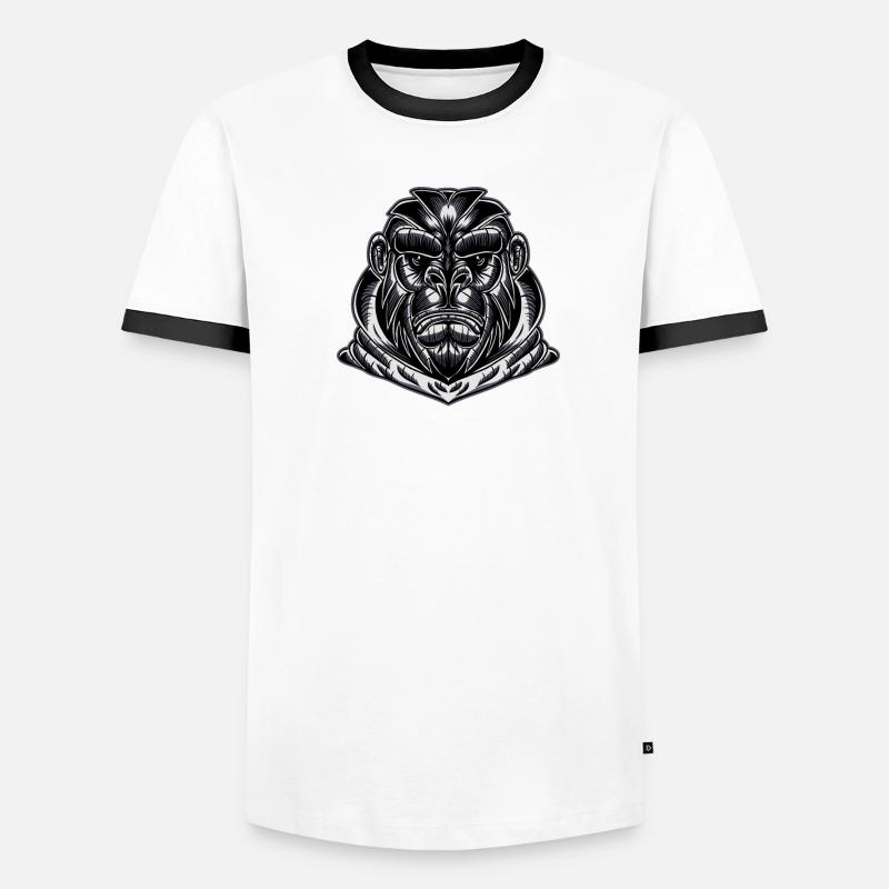 Gorilla Silverback Black White Monkey Gift Men's Ringer Shirt