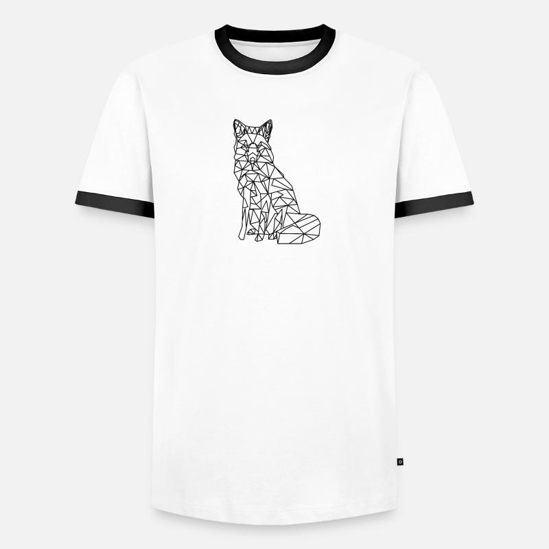 Loup géométrique dans la conception d'art de polygone T-shirt contrasté Homme