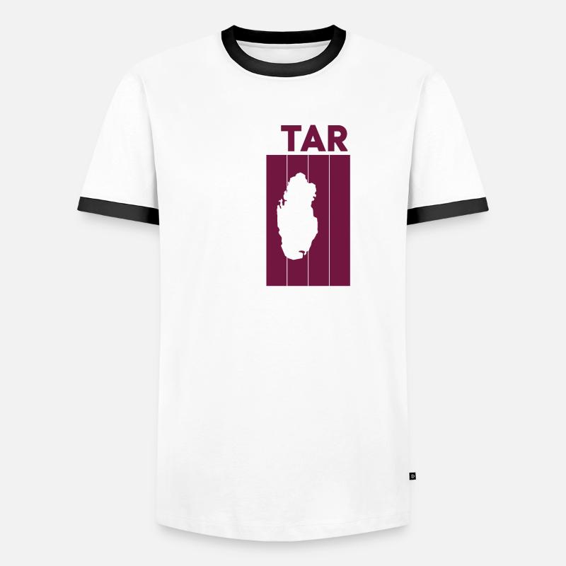Drapeau et frontière du Qatar T-shirt contrasté Homme