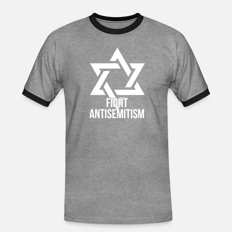 Antisemitismus bekämpfen - Männer Kontrast-T-Shirt - Grau meliert/Schwarz