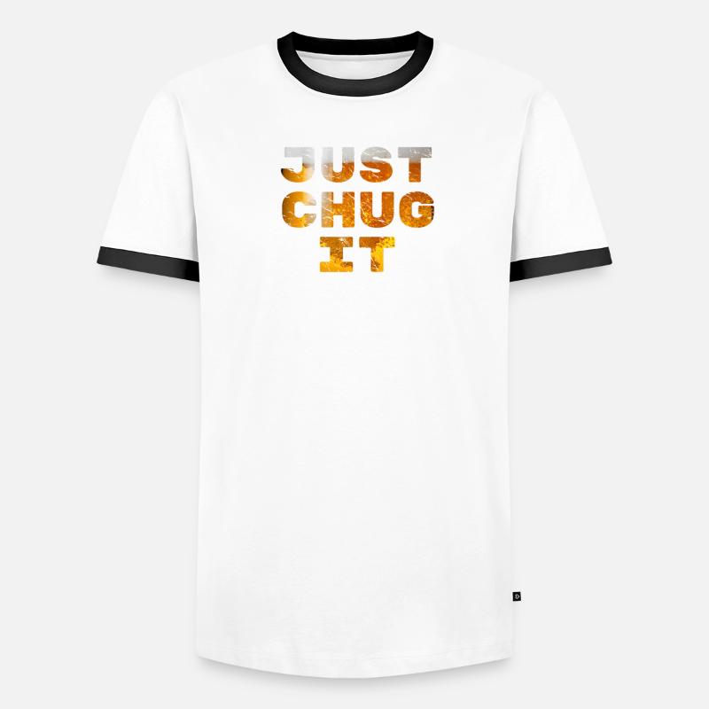 Conception de fond de bière juste Chug It T-shirt contrasté Homme