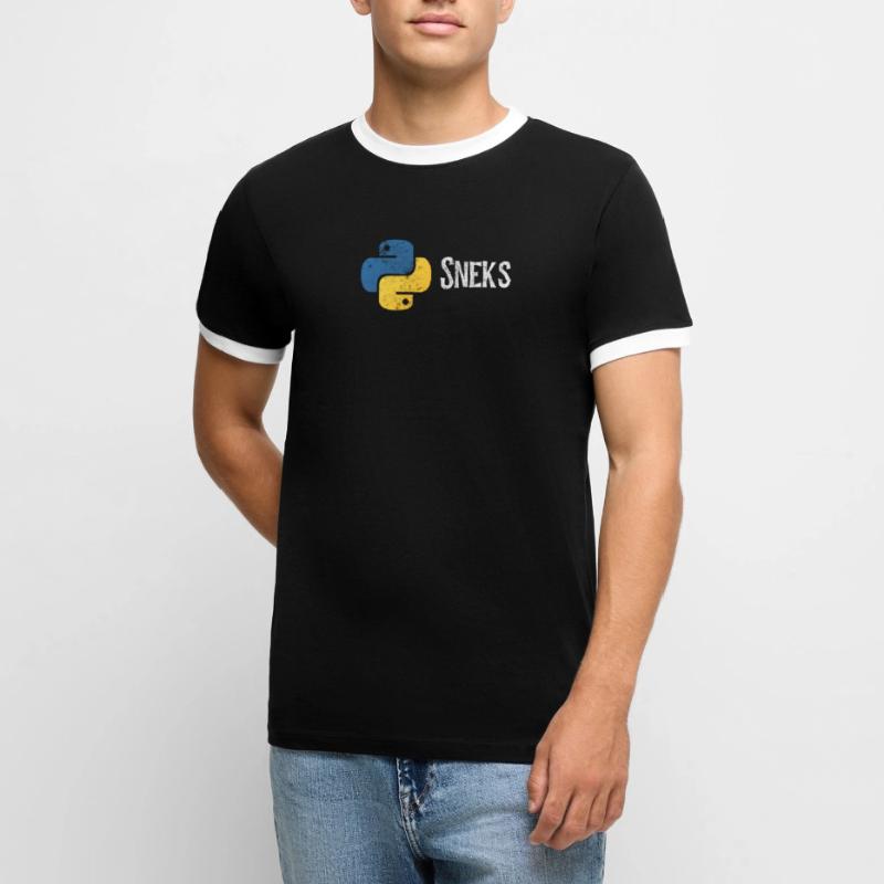 Programmation drôle de programmeur Python en détresse T-shirt contrasté Homme