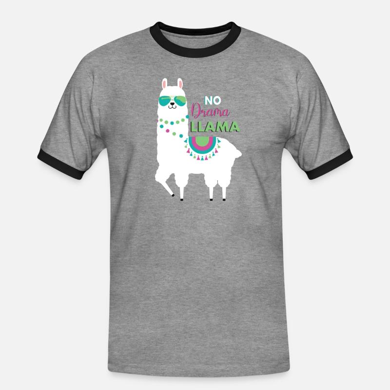 Llama - Men's Ringer Shirt - heather grey/black