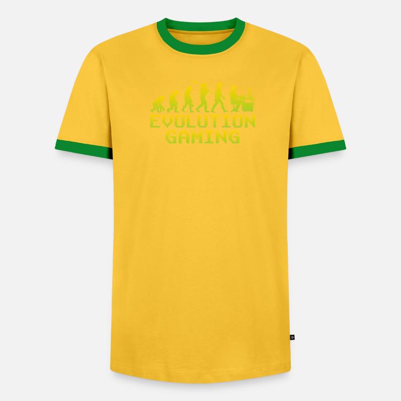 Gaming Geschenk Gaming Evolution - Männer Kontrast-T-Shirt - Grau meliert/Schwarz