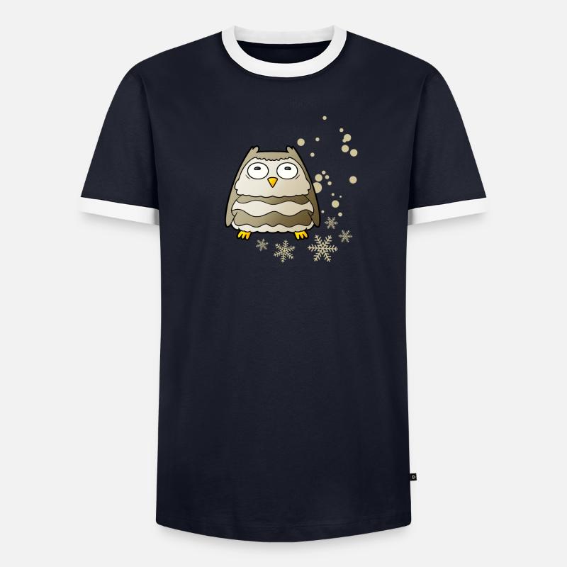 Herzige Eule mit Schneeflocken - Männer Kontrast-T-Shirt - undefined