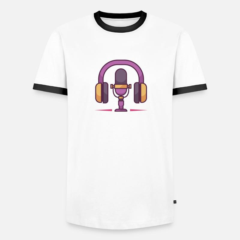 Mikrofon- und Kopfhörerset Männer Kontrast-T-Shirt