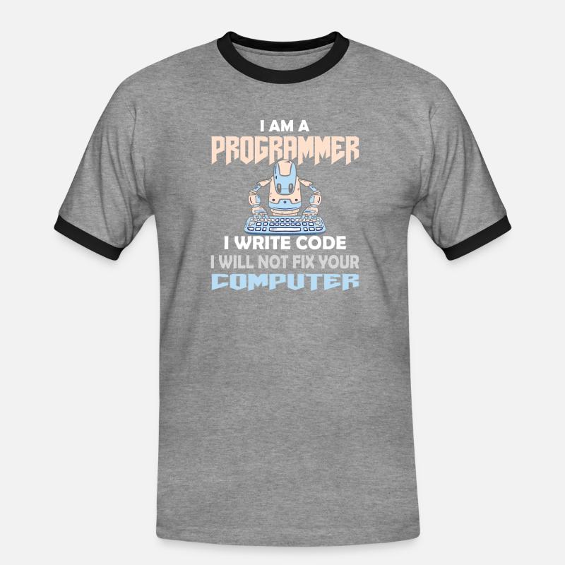 PROGRAMMER CODER HACKER - Men's Ringer Shirt - heather grey/black