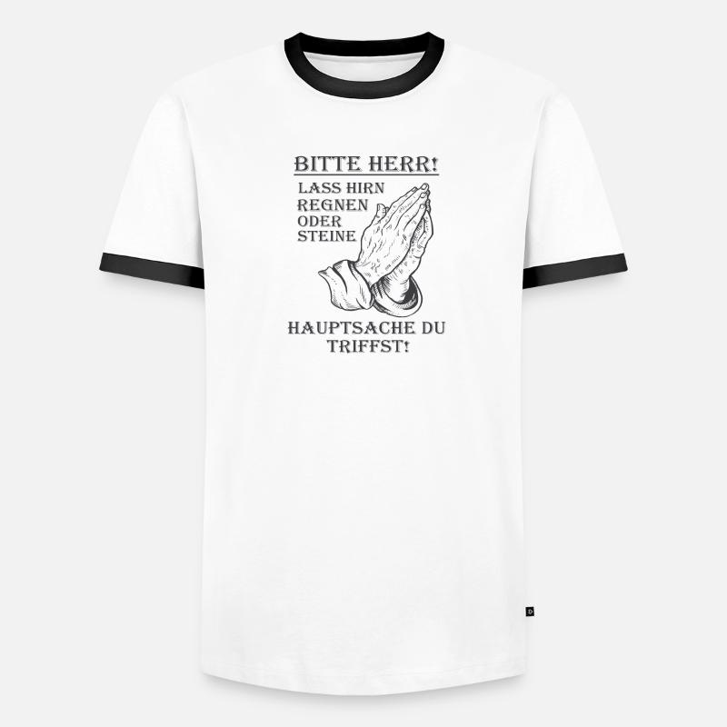 Bitte Herr lass Hirn regnen oder Steine Lustig Männer Kontrast-T-Shirt