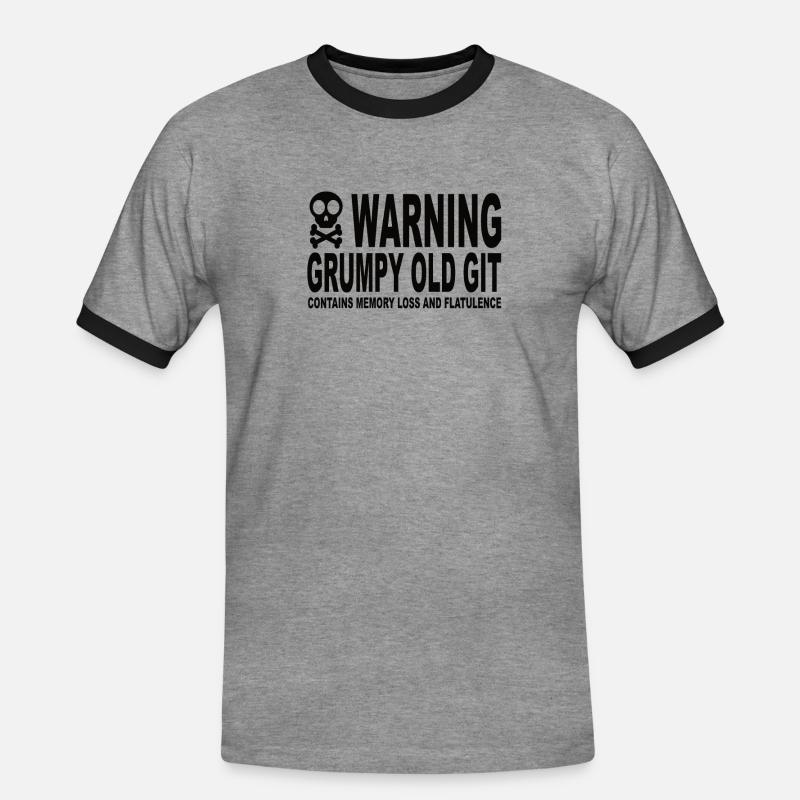 Warning Grumpy Old Git - Männer Kontrast-T-Shirt - Grau meliert/Schwarz