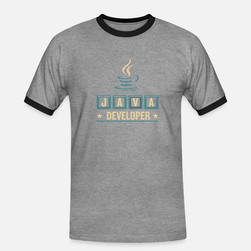 Café Java Developer Coffee - T-shirt contrasté Homme - gris chiné/noir