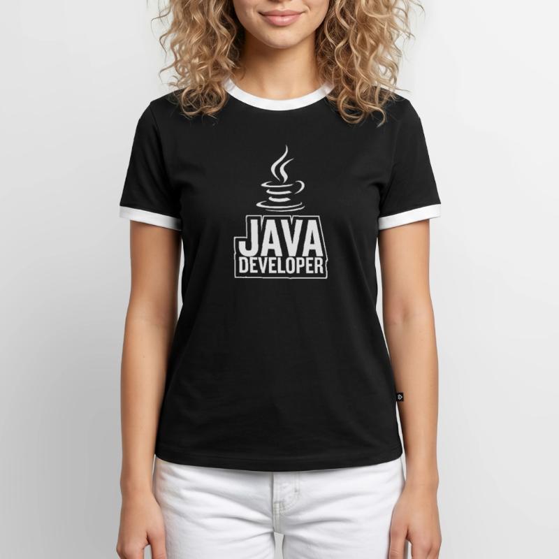 Java Developer Coffee Kaffee Männer Kontrast-T-Shirt
