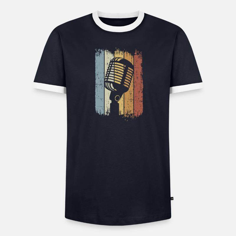Singer Retro Microphone Singing T-shirt contrasté Homme