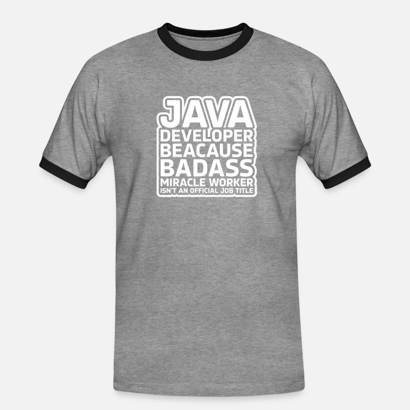 Java Developer Badass - Men's Ringer Shirt - heather grey/black